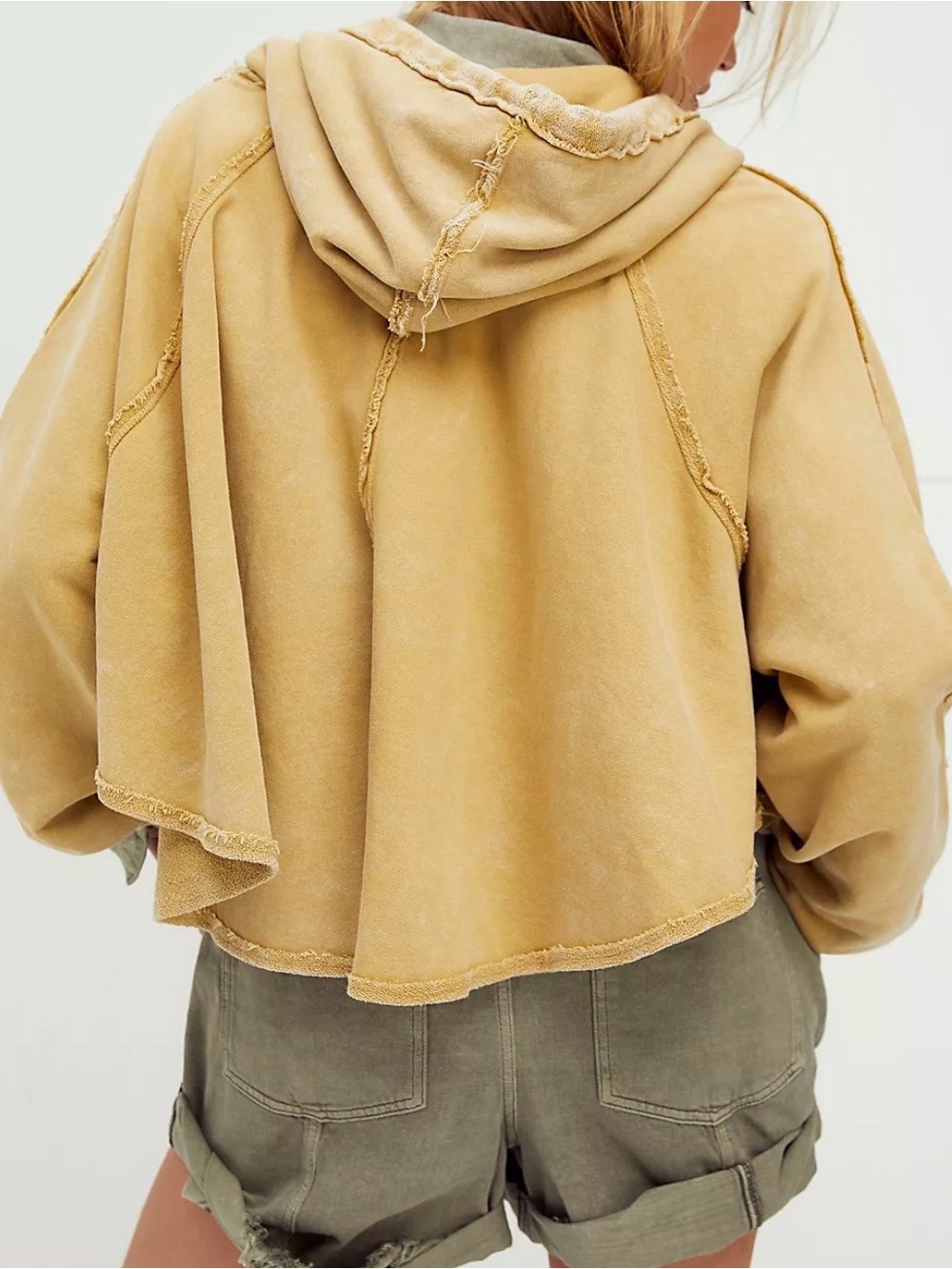 Free People Kara Cardi Zip Up Oversized Slouchy Cotton Hoodie in Golden Yellow - Picture 2 of 15
